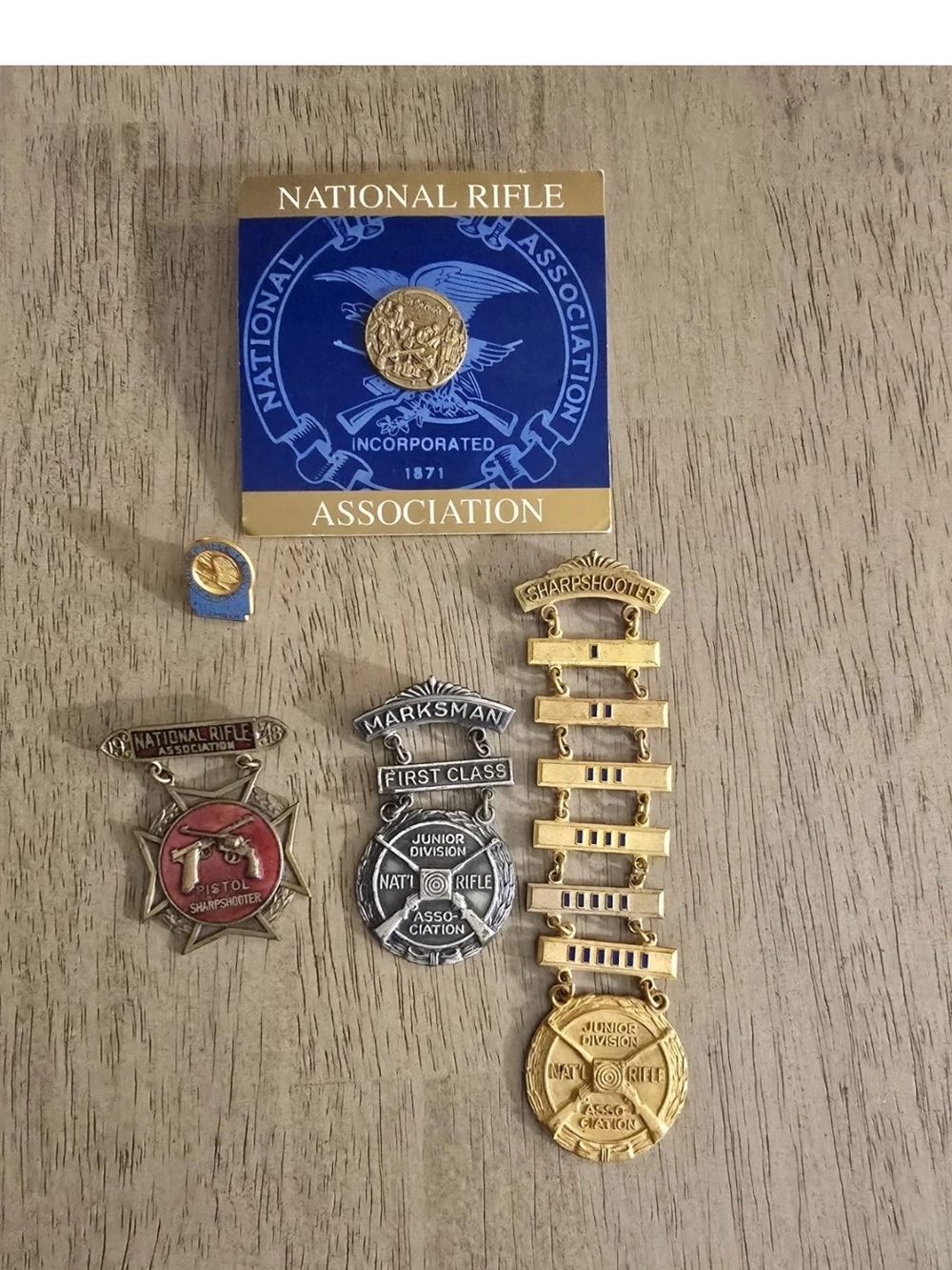 Vintage National Rifle Association Lapel Pins/5 Total